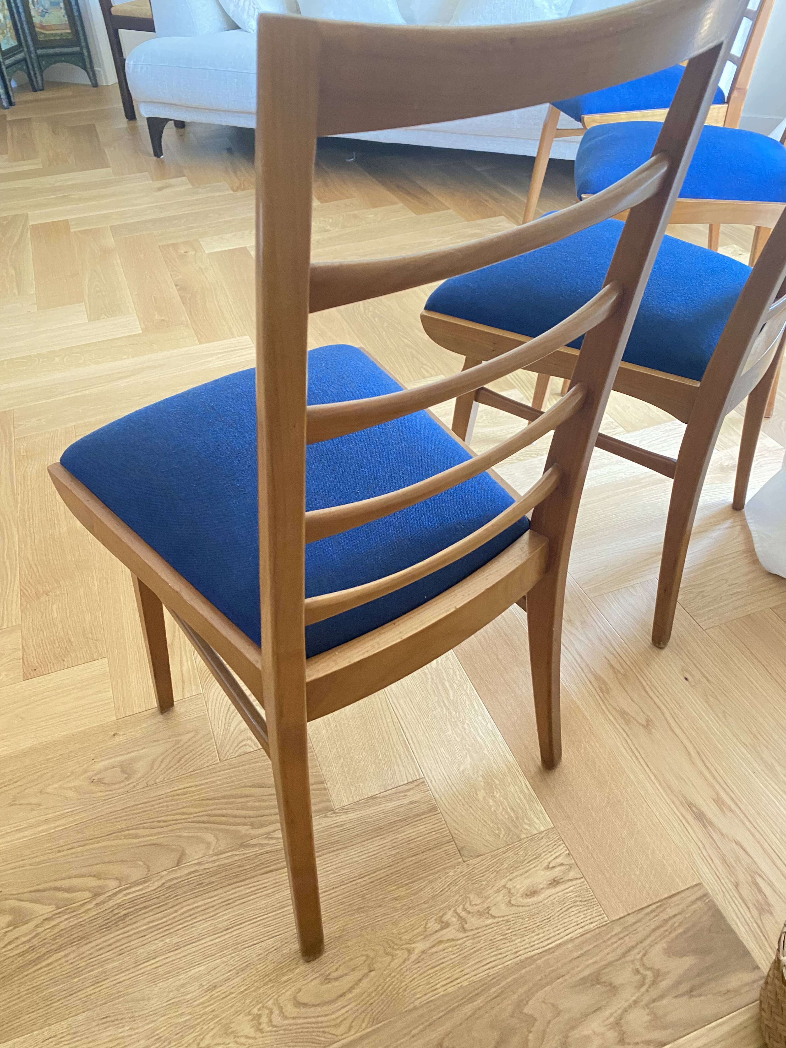 Set of 4 vintage Scandinavian chairs from the 1960s with ladder back.