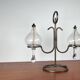 Mid-century Danish wrought iron and glass table oil lamp, 1960s.