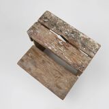 Industrial small stepladder in wood with old layers of paint, Belgium ca. 1920