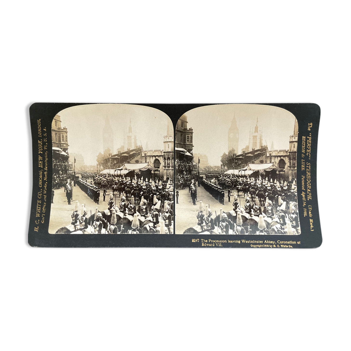 Old photography stereo, stereograph, luxury albumine 1903 Coronation Edward VII