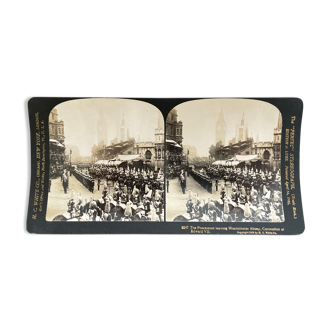 Photographie ancienne stereo, stereograph, luxe albumine 1903 Couronnement Edouard VII