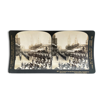Old photography stereo, stereograph, luxury albumine 1903 Coronation Edward VII