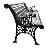 Black 60's cast iron and wood bench