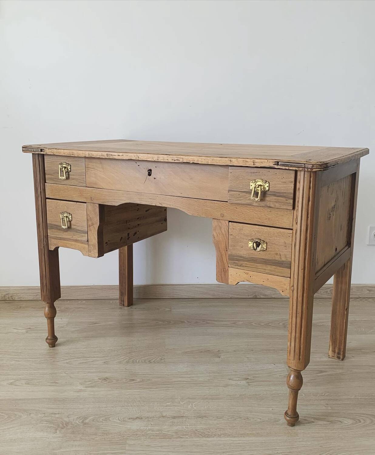 Old restored wooden desk
