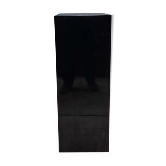 Rectangular black varnished wood selette