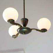 Chandelier figural en laiton Art Déco français, 1930