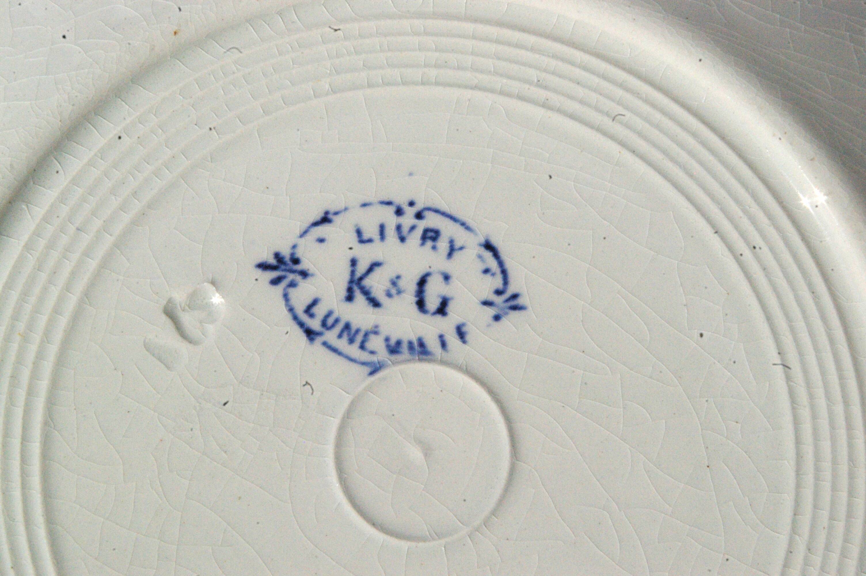 6 flat plates in Earthenware KG Lunéville livry model - D 21cm