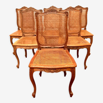 Suite of six Louis XV style chairs in solid chene XX century