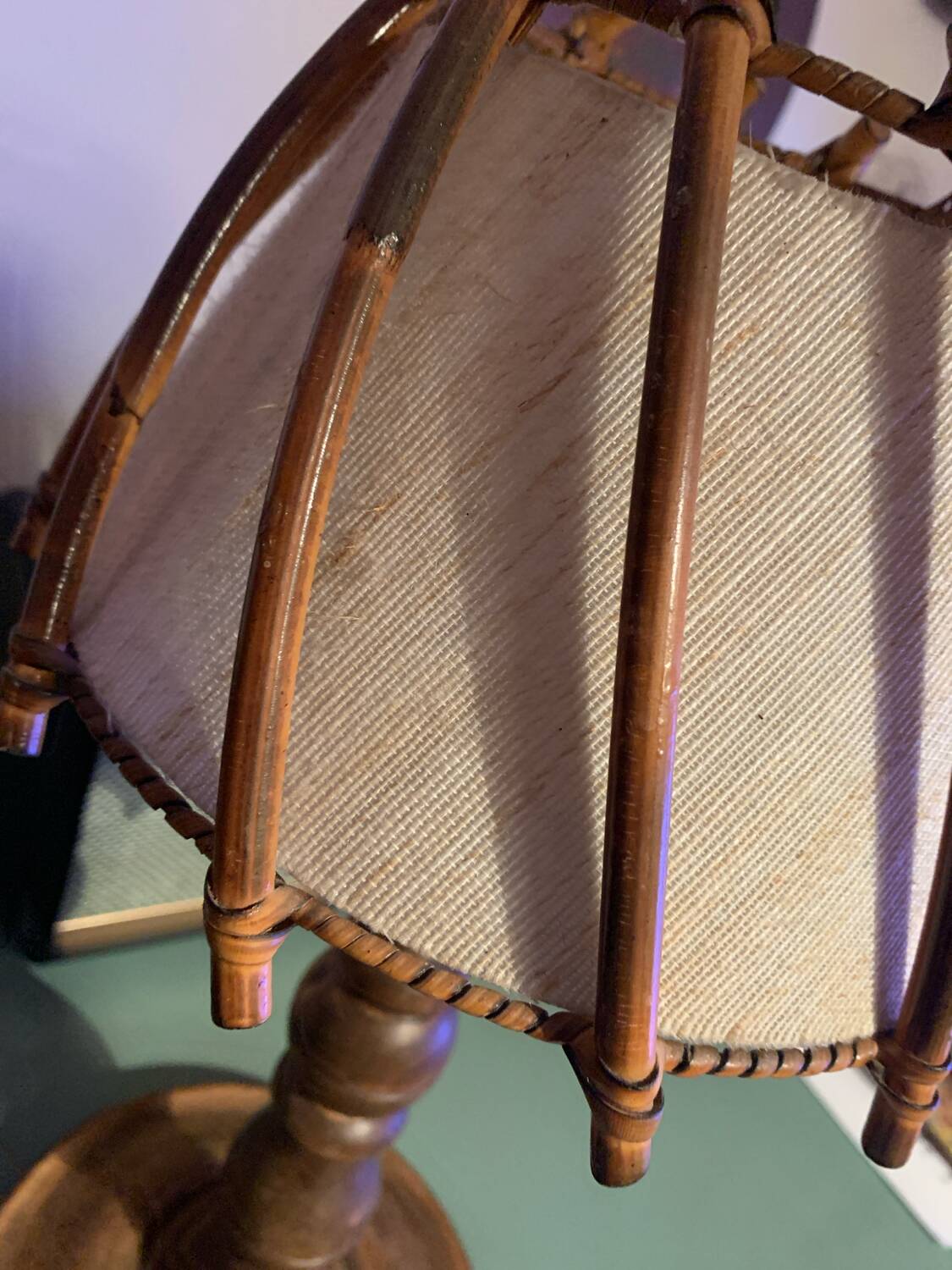 Antique wooden bedside lamp