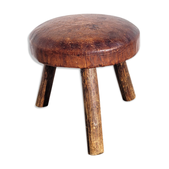 Tripod leather bottom stool