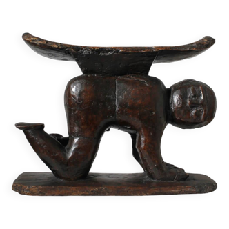Large African Ashanti Figural Stool