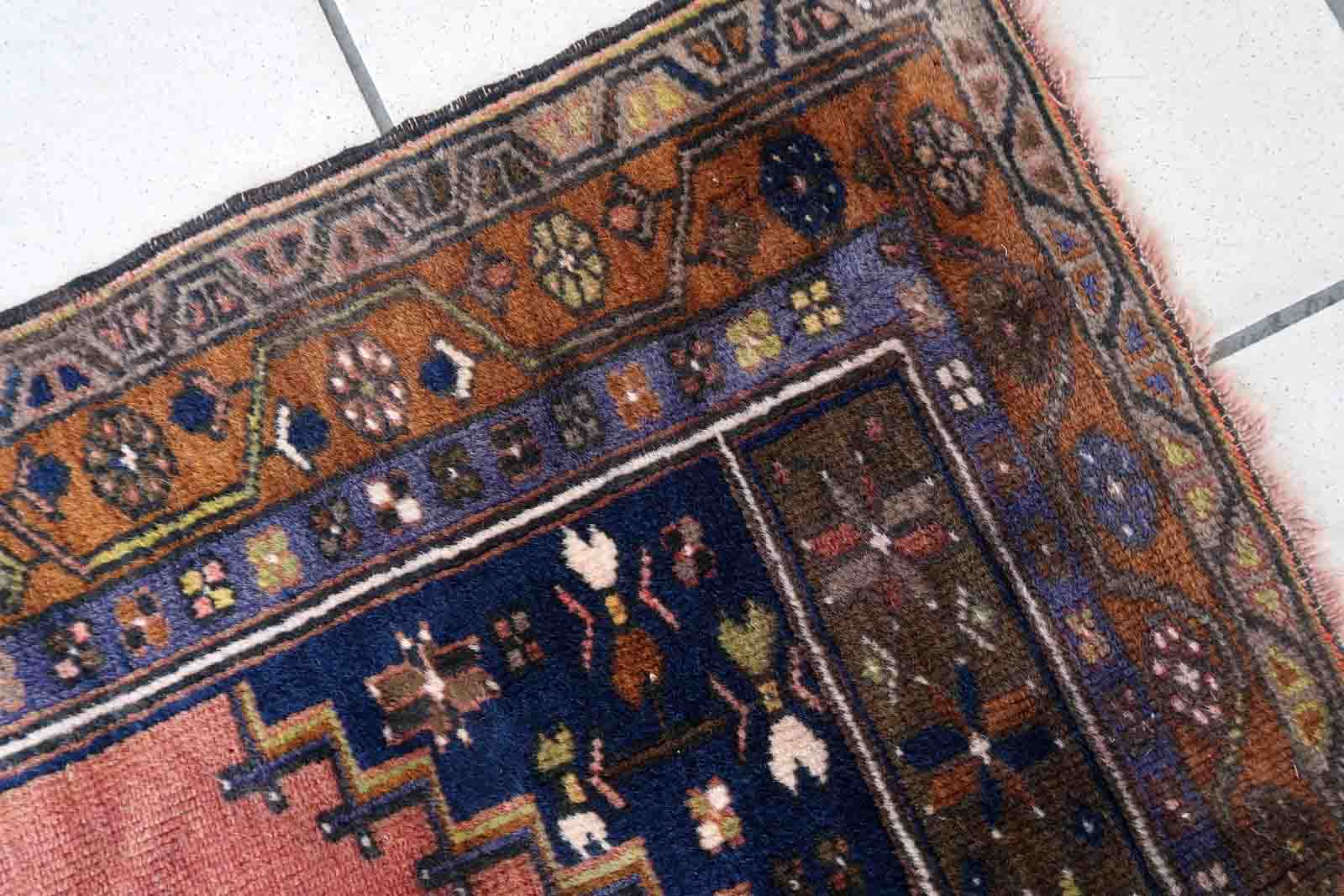 Vintage Afghan Baluch handmade carpet 87cm x 141cm 1940s