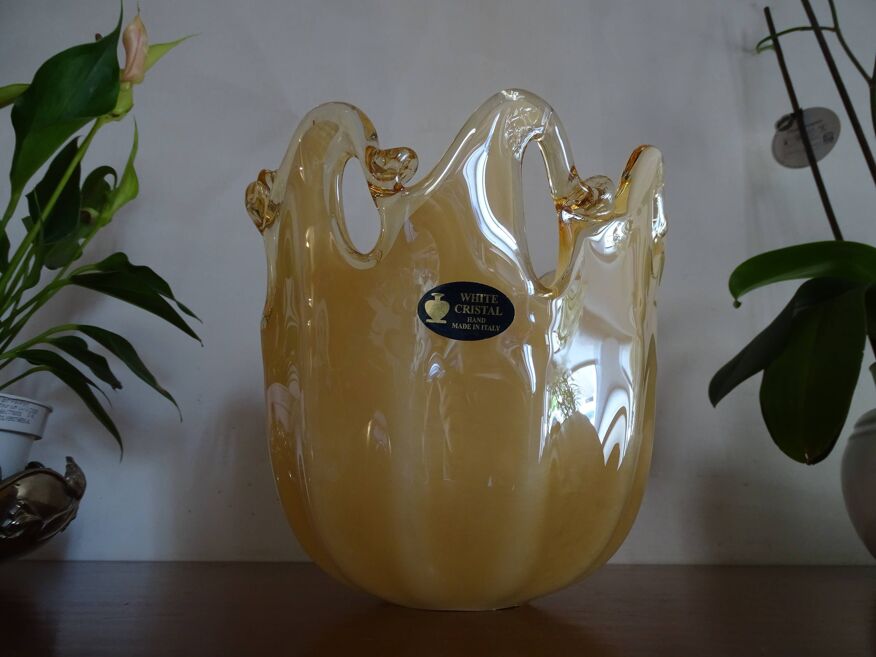 Vase mouchoir verre de Murano White cristal - Made in Italy | Selency