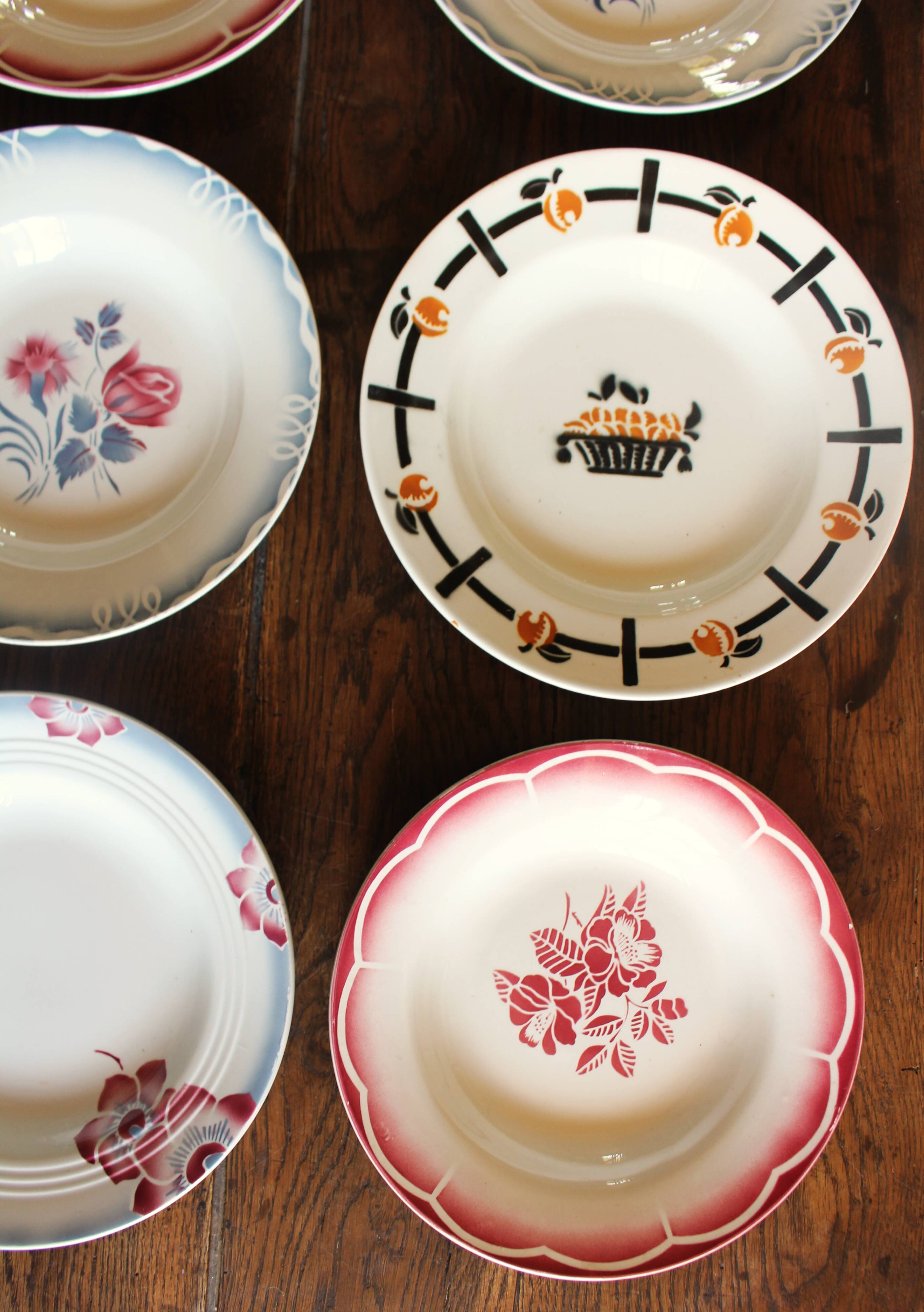 6 mismatched soup plates Marsac Marinette Digoin Badonviller