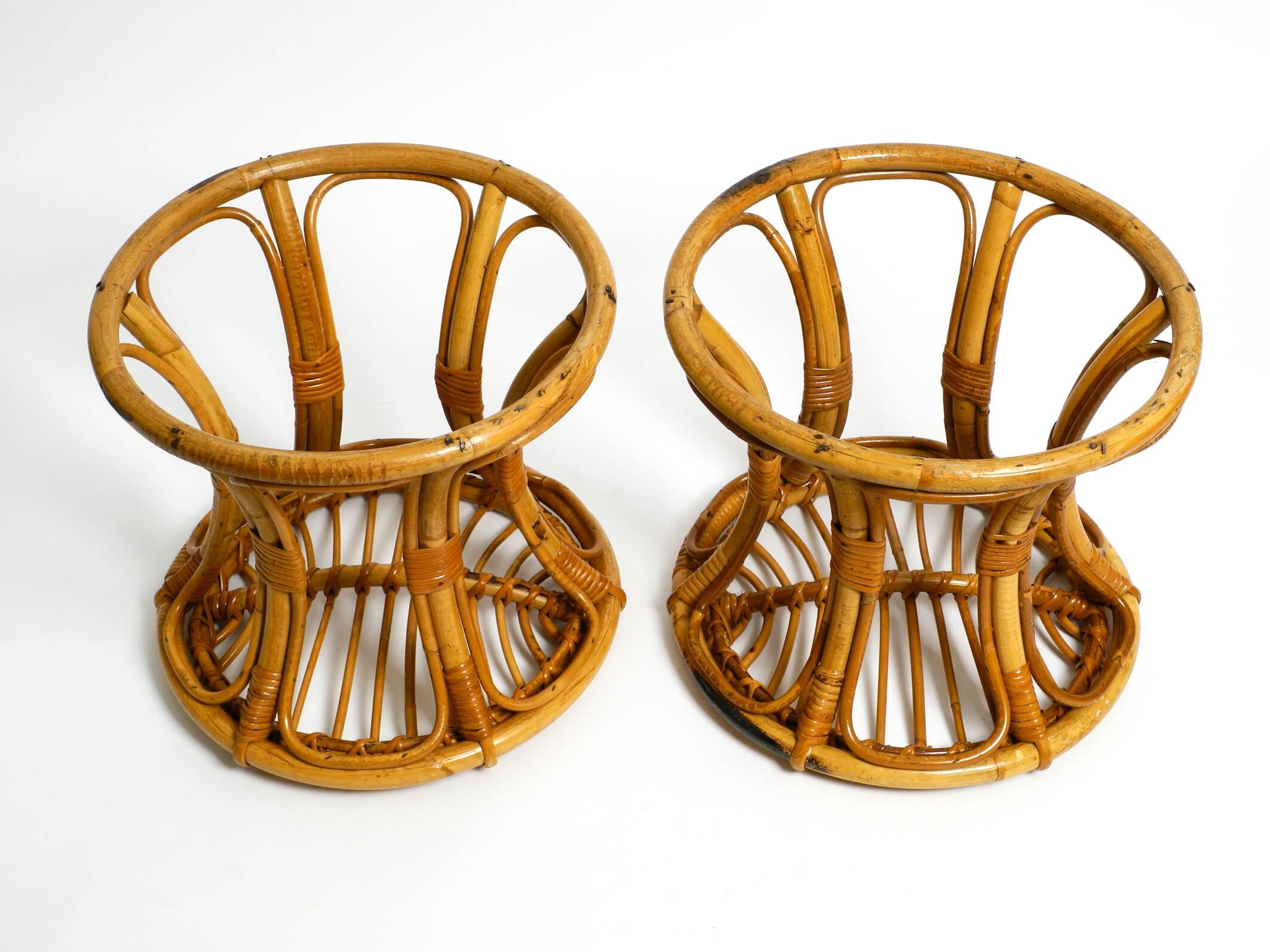 Pair of beautiful rare original 1960's Italian bamboo stools