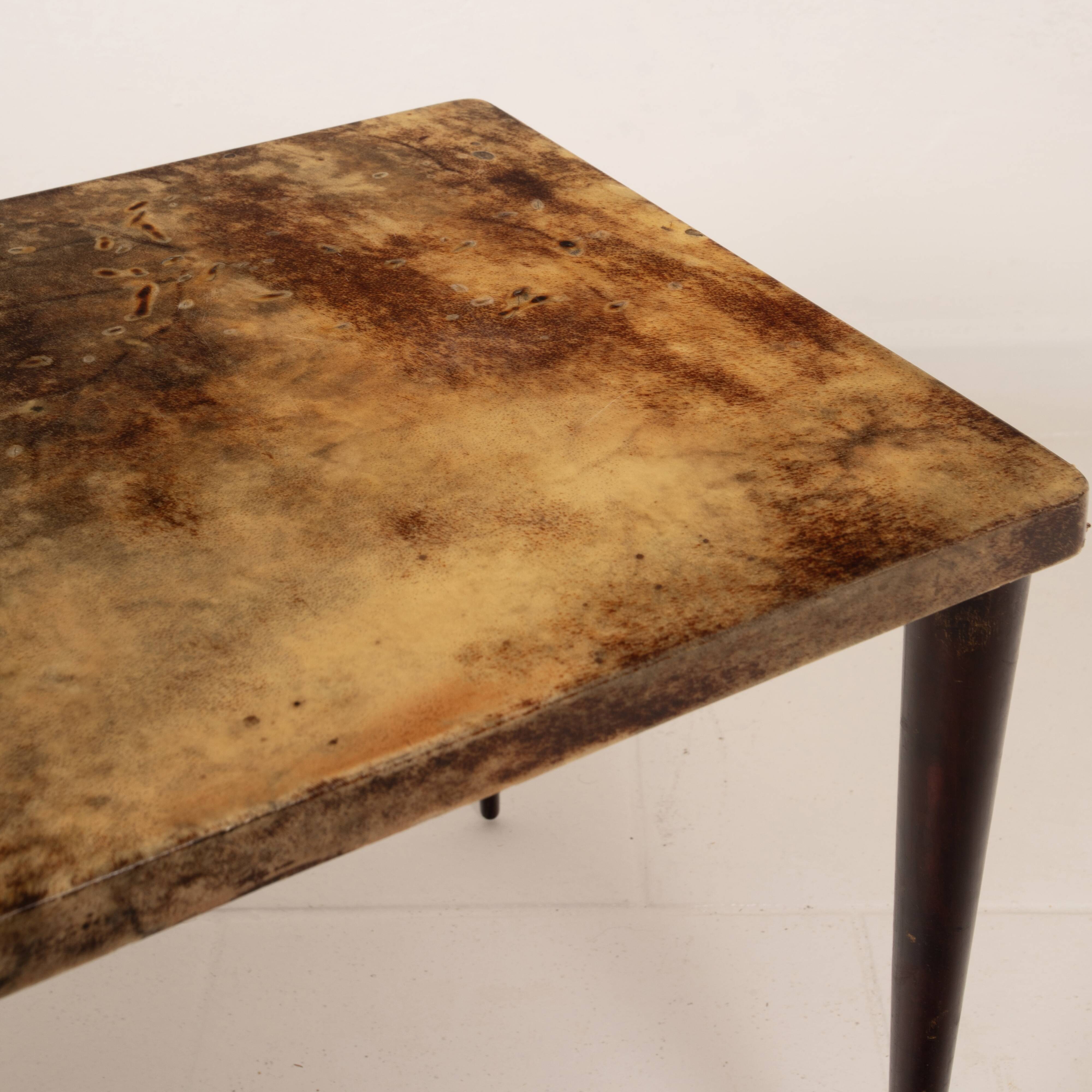 Rectangular parchment low coffee table by Aldo Tura 1950