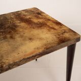 Rectangular parchment low coffee table by Aldo Tura 1950