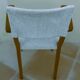 Chic 1950s bridge chairs in solid wood, white beige, hand-stitched.