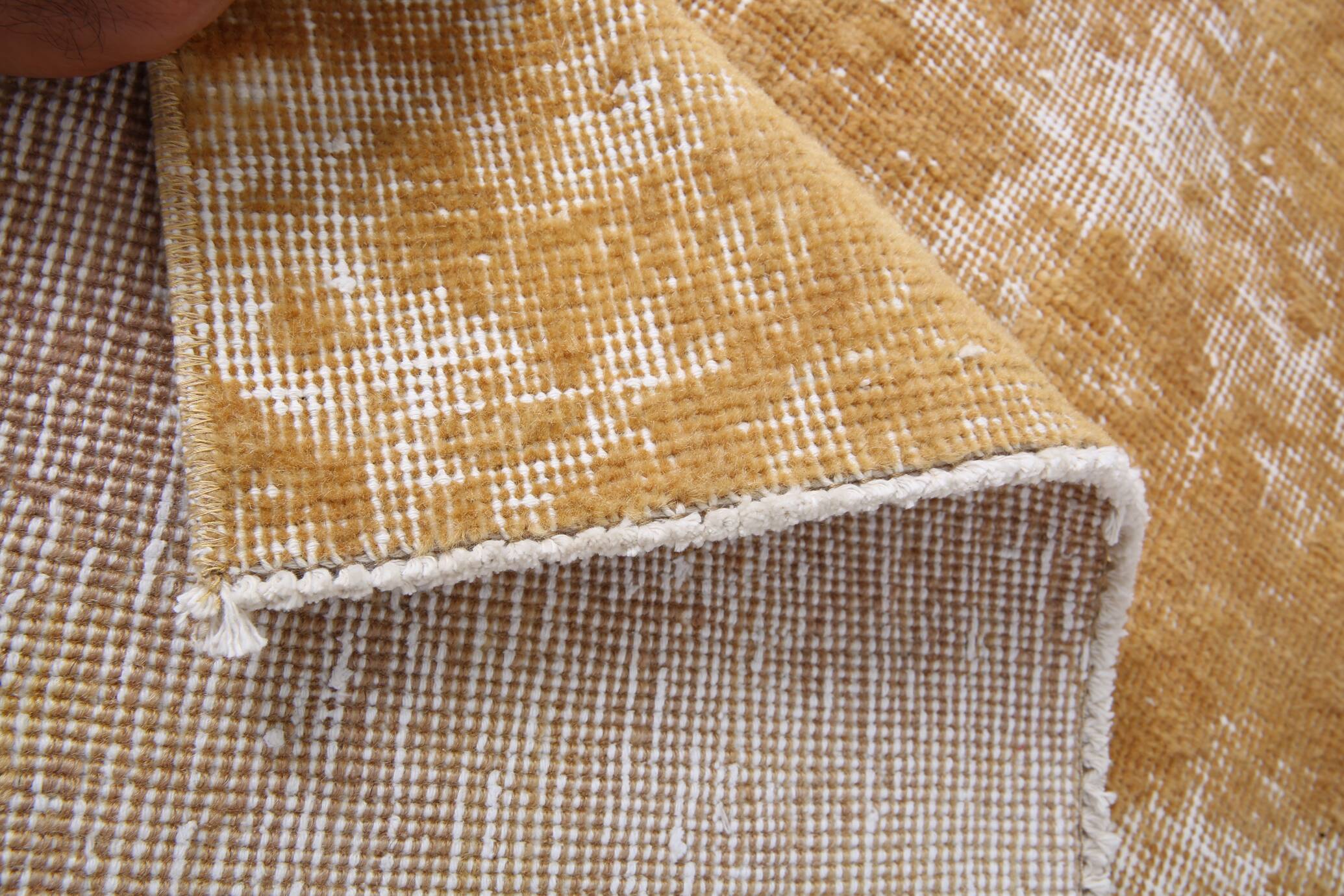 Turkish Traditional Mustard Vintage Area Rug, 108x211Cm