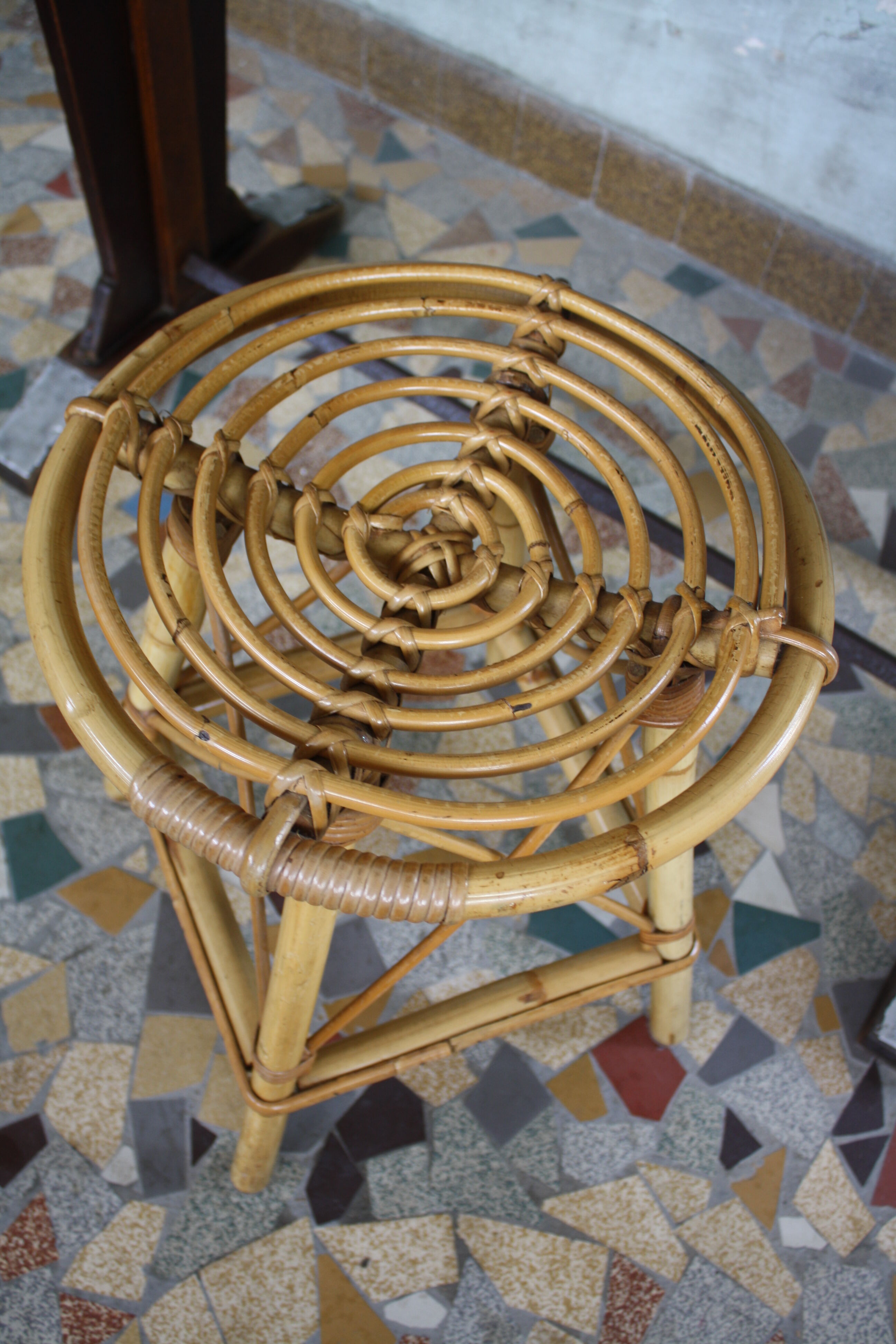 Vintage rattan stool