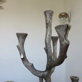 Brutalist candlestick sculpture massive aluminum tree 70s