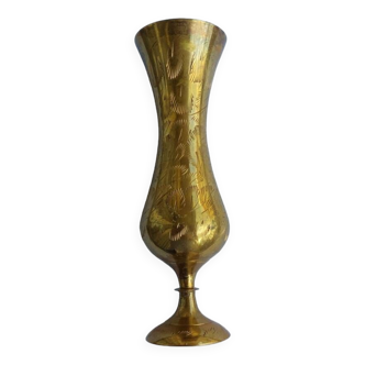 Small engraved brass vase