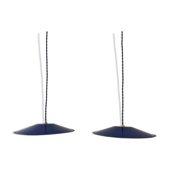Pair blue enamelled suspensions vintage