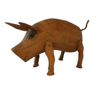 Natural wood pig sculpture Height 15cm Width 30cm