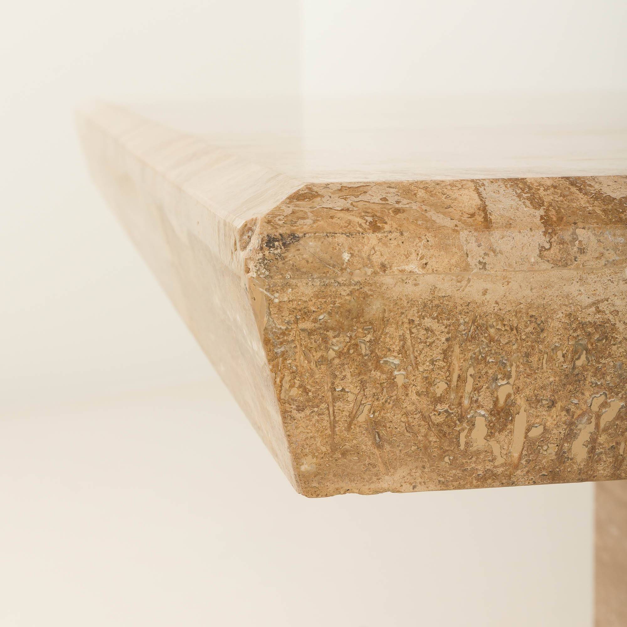 Italian mid century extra large travertine dining table, 1970s