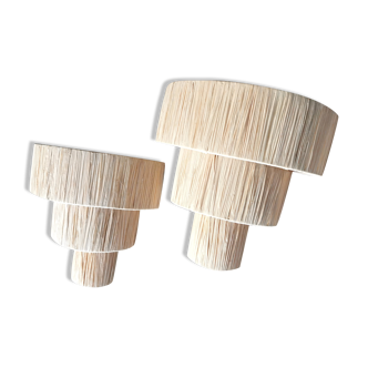 Pair of natural raffia appliques