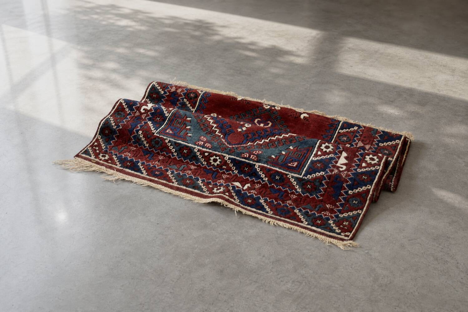 Vintage Red Hand-Woven Oriental Afghan Rug, 1970s