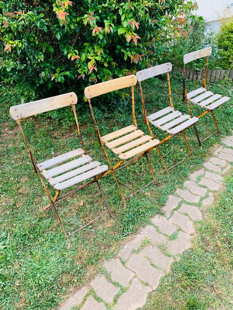 Set of 4 folding garden chairs