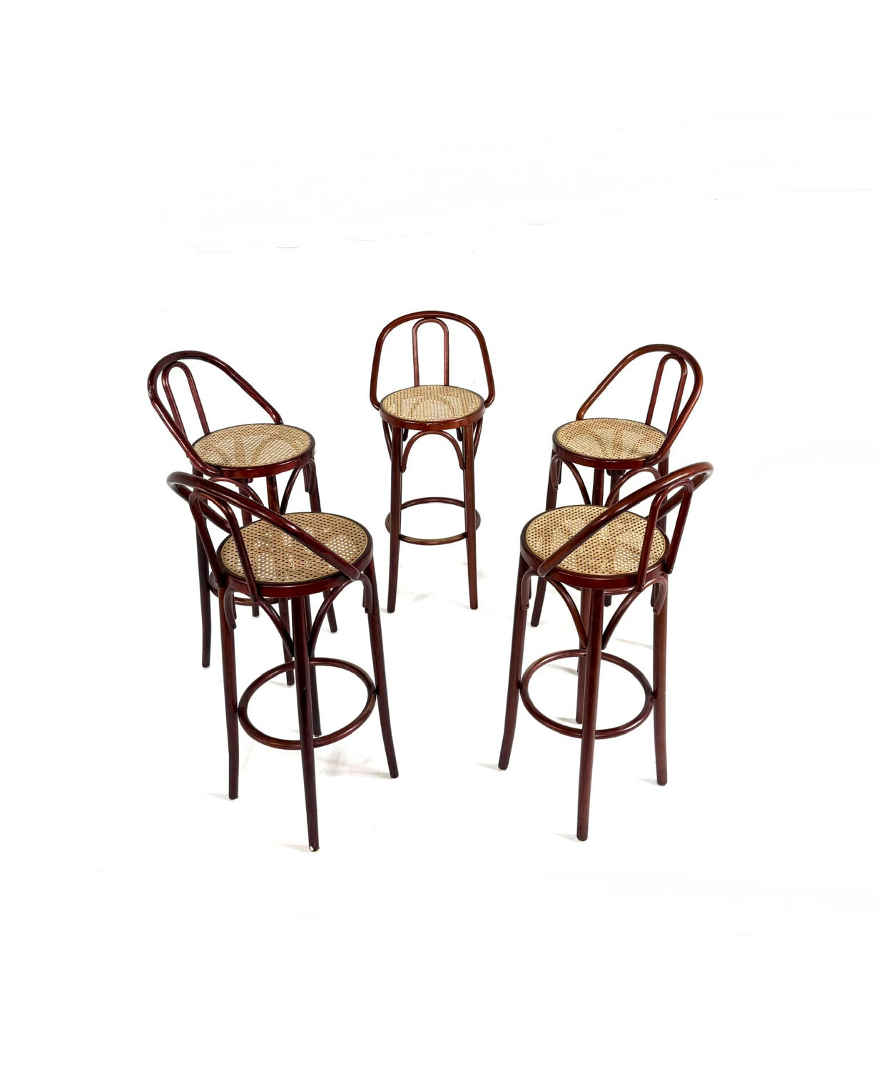 5x vintage rattan barstool, style Thonet ‘60