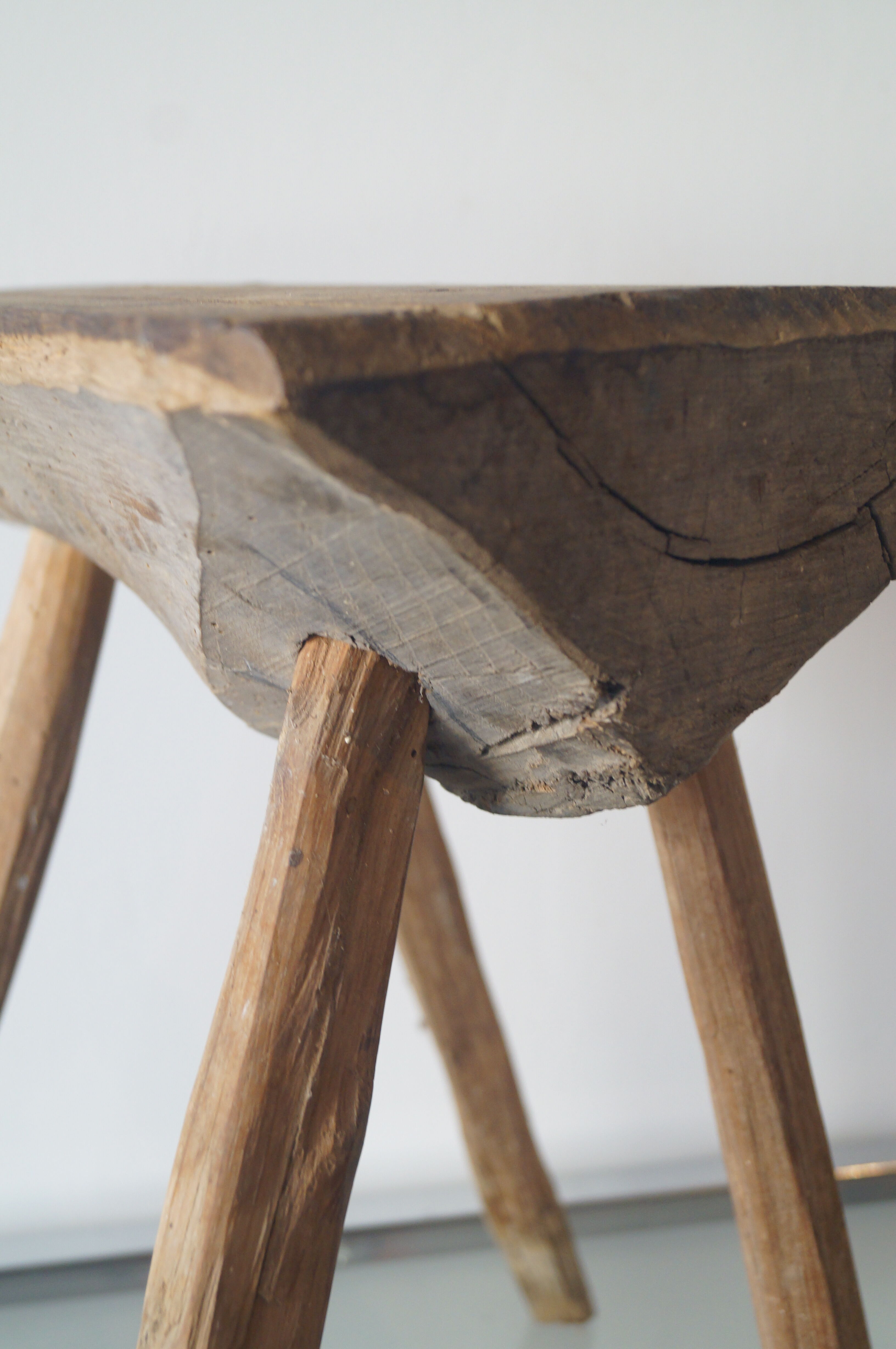 Brutalist solid wood stool