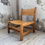 Elm and leather armchair Maison Regain