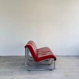 Red leather Remmi sofa by Yrjö Kukkapuro