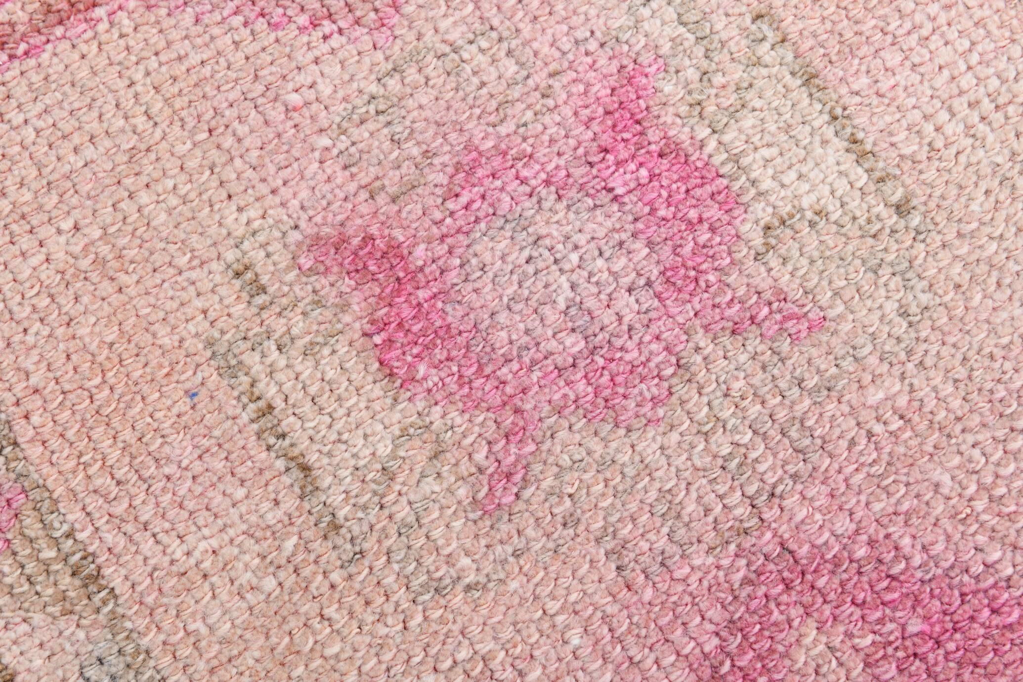 3x12 Soft Pink & Brown Turkish Runner Rug, 86x374CM