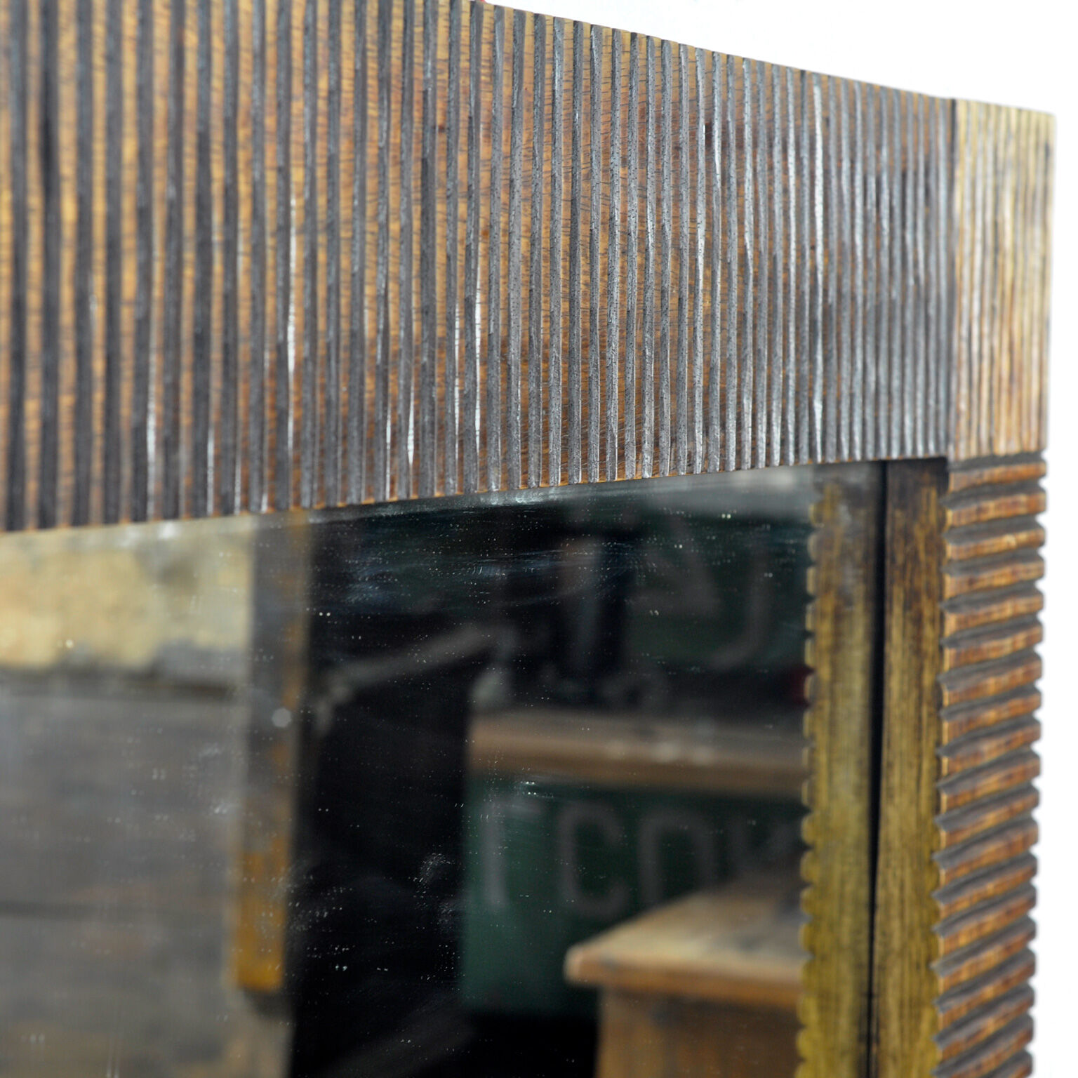 Oak brutalist mirror, 1970s