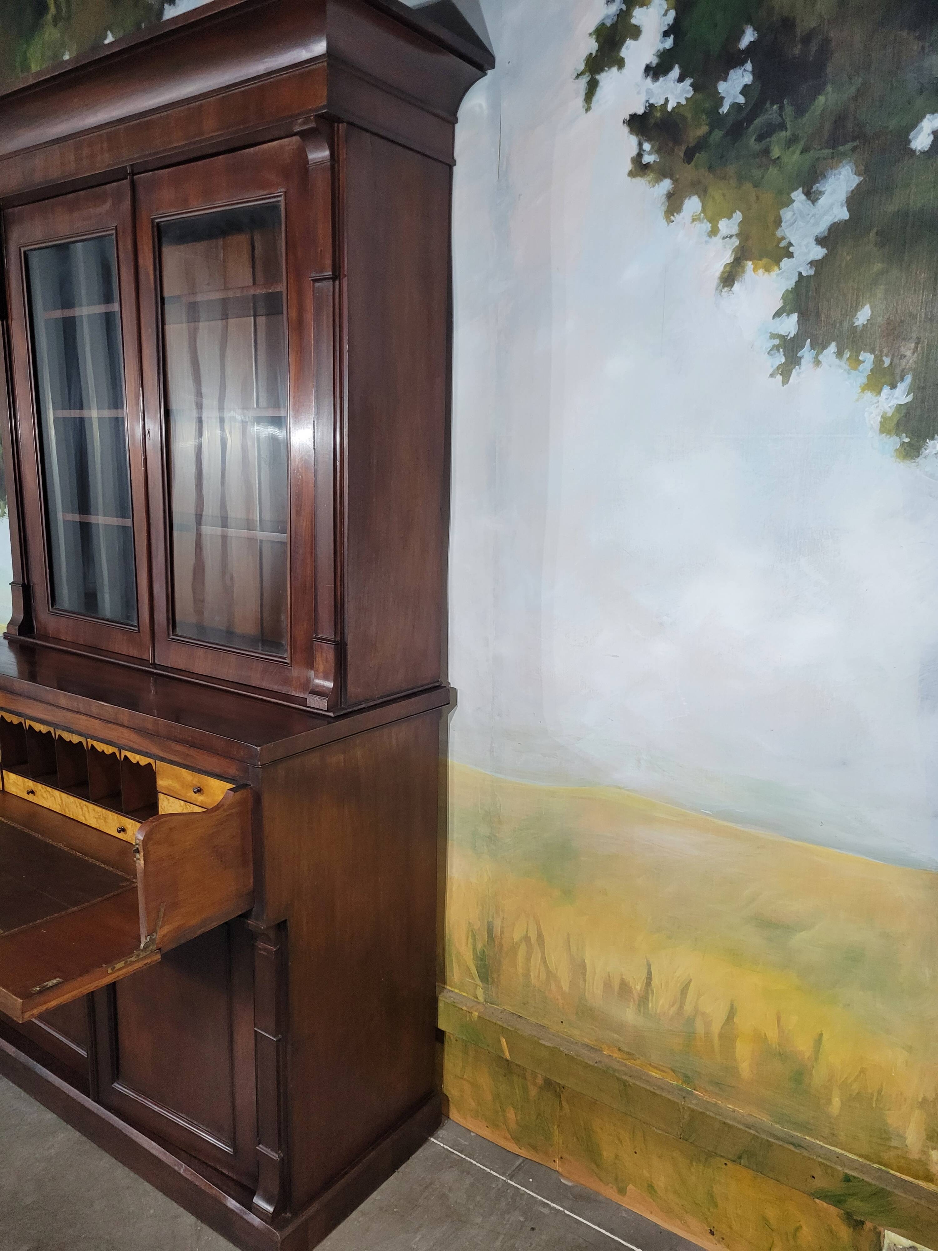 English mahogany desk bookcase