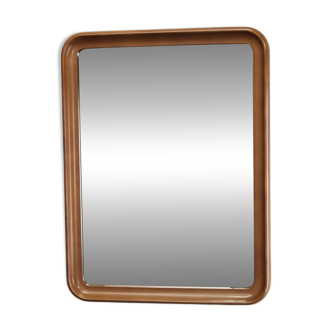 Miroir rectangulaire italien des années 1970 dans un cadre en bois
