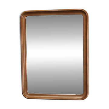 Miroir rectangulaire italien des années 1970 dans un cadre en bois
