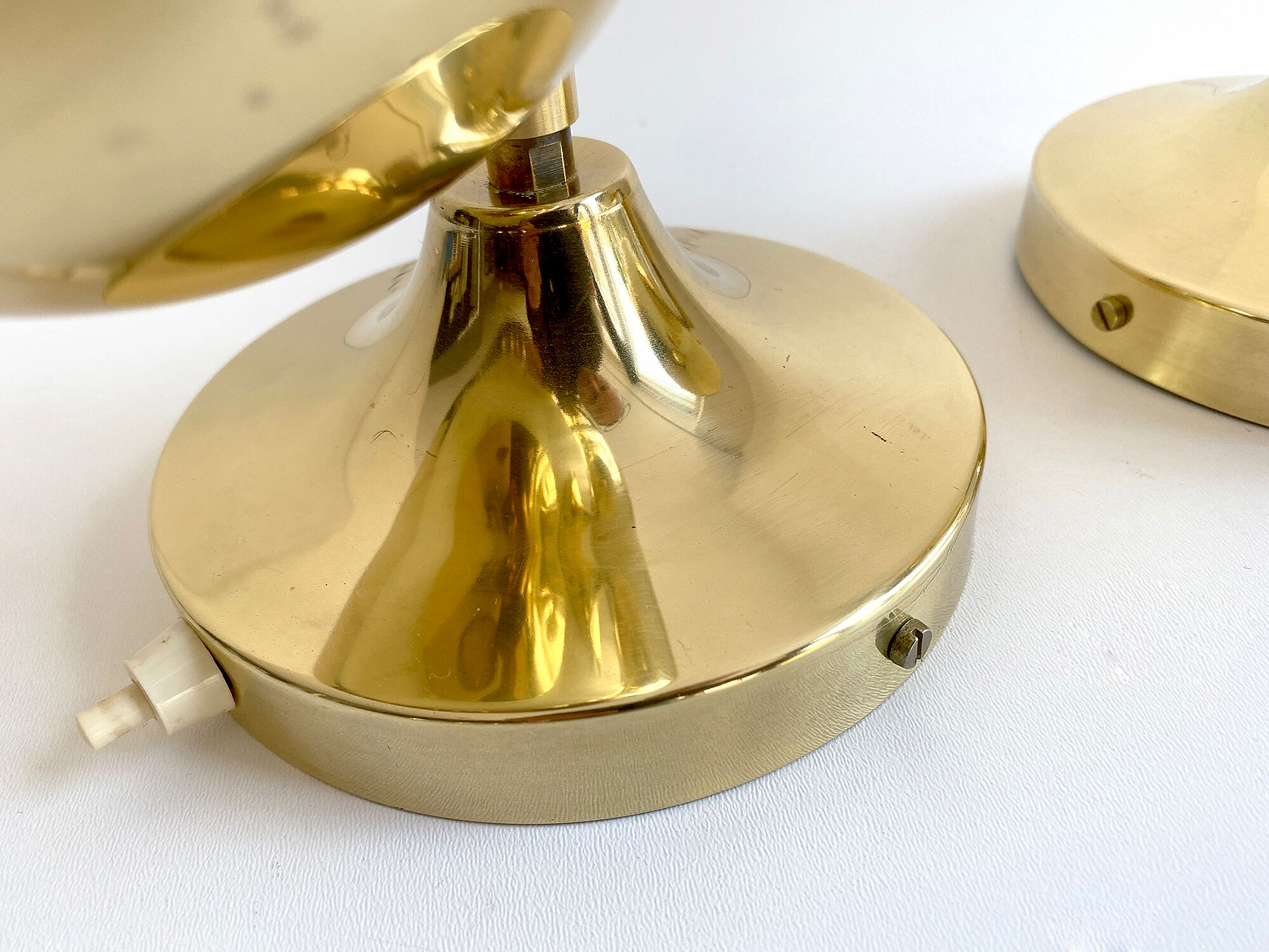 Pair Vintage Spot Wall Lamp, 60s. Brass Globe