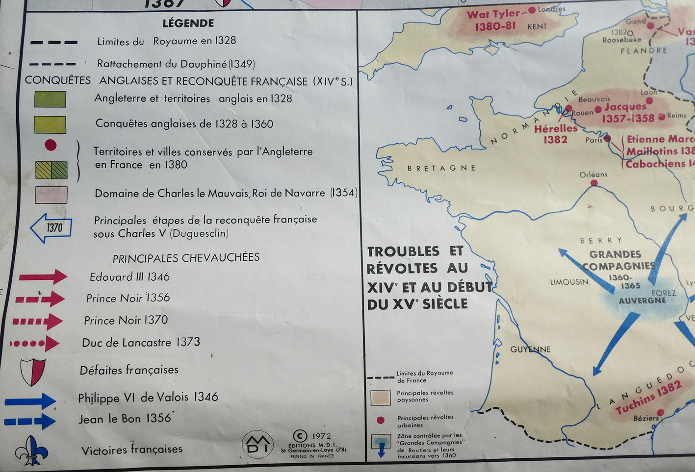 Old vintage MDI "Hundred years war" school card