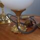 Trio lampes à poser style art deco bronze et opaline blanche