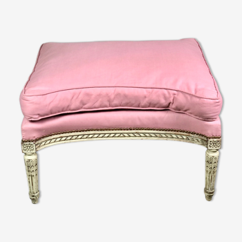 Louis XVI style ottoman in molded and patinated beech