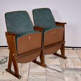 Vintage Czechoslovakian double cinema seats from the 1970s Retro Design