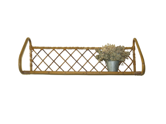 Wall shelf or to be installed in vintage rattan 1960s restored
