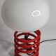 Vintage red lacquered spring lamp, 70s