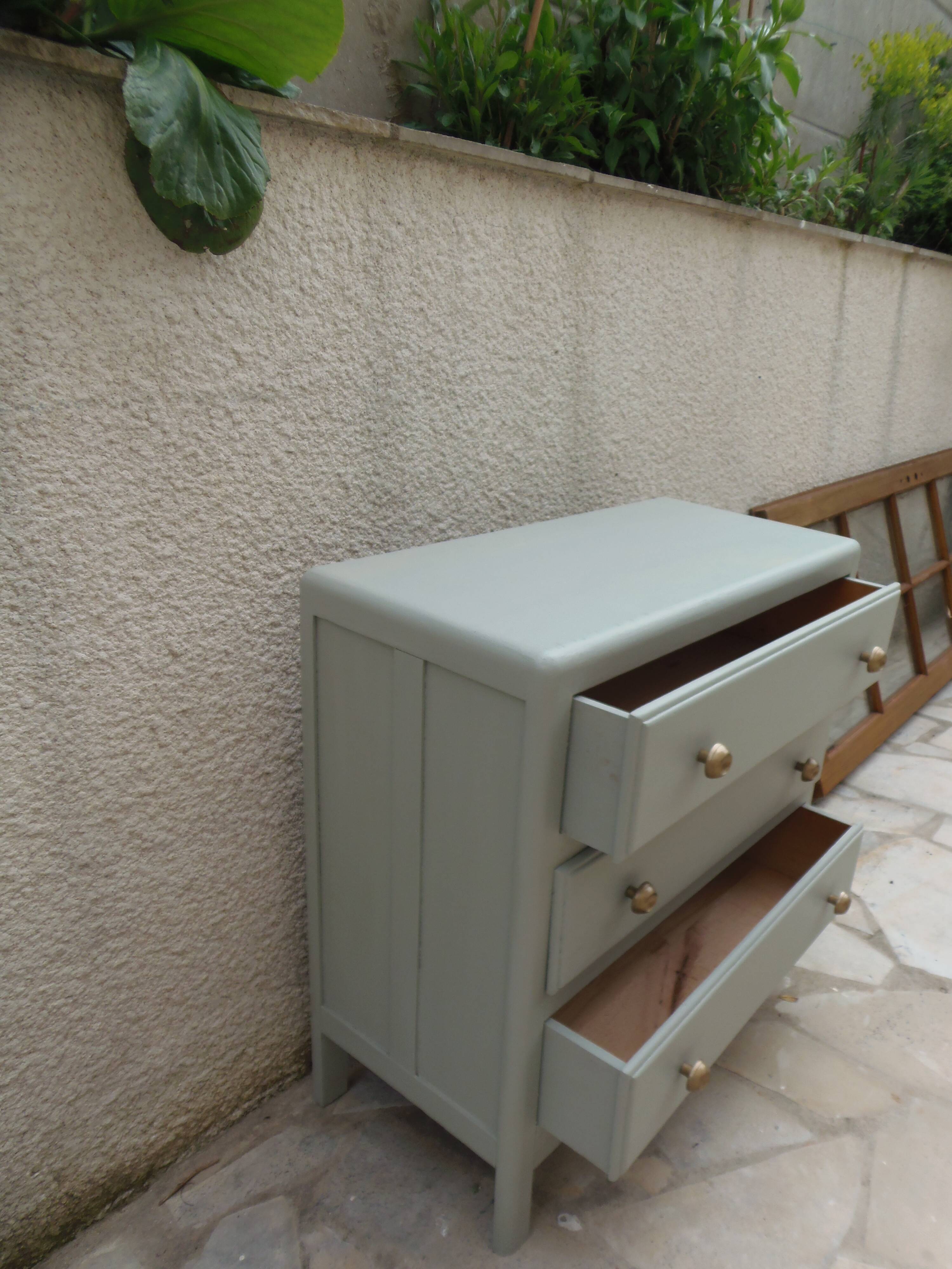 1950s commode enhanced in verdigris.