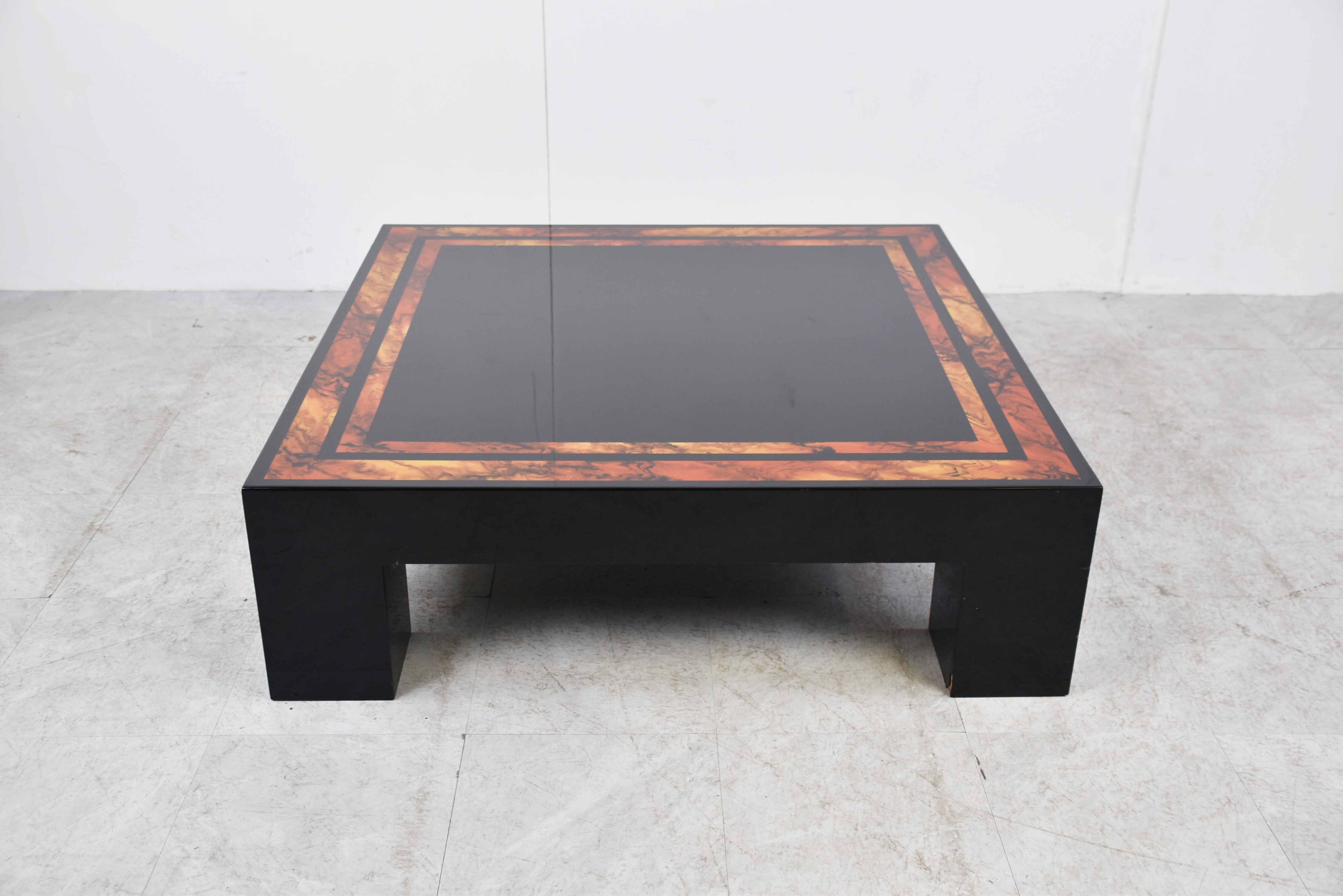 Vintage burl wooden coffee table, 1980s